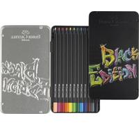 Faber-Castell – Crayons de couleur Black Edition – boîte métal 12 crayons