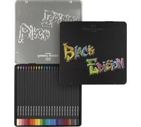 Faber-Castell Crayons de couleur 116425 Black Edition - 24 crayons, boîte métal, résistants