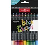 Faber-Castell Crayons de couleur 116436 Black Edition – vibrants résistants, ergonomiques – Boîte 36