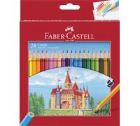 FABER-CASTELL - Coffret de crayons de couleur Castle, 24 pièces | Couleurs éclatantes, forme hexagonale et mine résistante à la casse, pour enfants et adultes