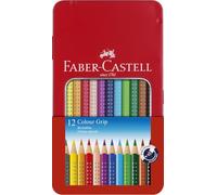 FABER-CASTELL - Coffret de crayons de couleur Colour Grip, 12 pièces | Crayons de couleur lavables à l'eau pour enfants et adultes, aux couleurs vives et à la forme triangulaire ergonomique