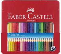 Faber-Castell - Crayons de couleur Colour GRIP 2001 - 24 crayons, étui métallique, incassables