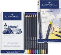 Faber-Castell Crayons de couleur Goldfaber Metal – mine de craie grasse – Coffret métal 12 pièces