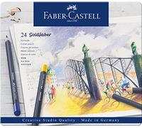 Faber-Castell Crayons de couleur Goldfaber 114724 – 24 pièces, mine grasse, résistants eau/effaçage
