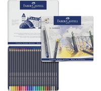 Faber-Castell - Coffret de crayons de couleur Goldfaber, 24 pièces | Feutres permanents à mine de craie à l'huile pour des tracés résistants aux frottements et à l'eau