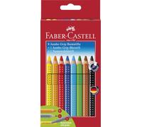 Faber-Castell - Coffret de crayons de couleur Jumbo Grip, 10 pièces | Kit de dessin comprenant 8 crayons de couleur, 1 crayon à papier et 1 crayon à nom pour l'école et la maternelle