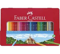 Faber-Castell 115888 Trousse en métal avec 48 crayons de couleur, 2 stylos graphite, gomme et aiguiseur Multicolore