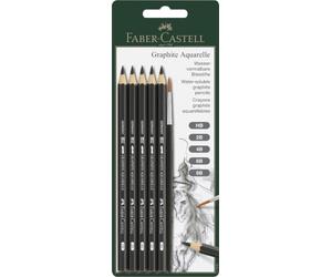 FABER-CASTELL - Coffret de crayons Graphite Aquarell, 6 pièces | Duretés HB, 2B, 4B, 6B et 8B, crayons graphite lavables à l'eau pour les croquis et les techniques mixtes