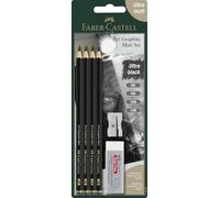 FABER-CASTELL - Coffret de crayons Pitt Graphite Matt, 6 pièces | Avec des crayons d'artiste extra-mats, une gomme et un taille-crayon pour les travaux graphiques