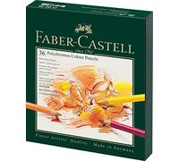 Faber-Castell Crayons de couleur Polychromos 110038, Set de 36, coffret bois, mine 3.8 mm