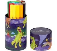 Faber-Castell – Set de feutres Connector Dino, boîte métallique 20, lavables, pour enfants