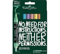 Faber-Castell Feutres acryliques Multimark 186005 — 6 feutres double-pointe pastel, séchage rapide