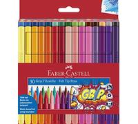 Faber-Castell Feutres Grip Colour Marker 155335 – 30 feutres pour enfants et adultes