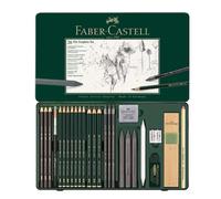 FABER-CASTELL Coffret Graphite Pitt Monochrome Grand Format 26 Pièces en Boîte Métal