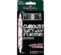 FABER-CASTELL - Coffret mystère de marqueurs acryliques Multimark Glow | 5 marqueurs acryliques à double pointe, résistants à l'eau et à séchage rapide