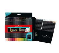 Faber-Castell 116450 Black Edition Boîte de 50 Crayons de Couleur Vibrants, Résistants à la Rupture et Prise en Main Ergonomique, Crayon de Couleurs Colorier sur Papier Clair et Foncé