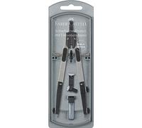 Faber-Castell Compas 174014 – réglage rapide, branches pliables, adaptateur et pièces de rechange