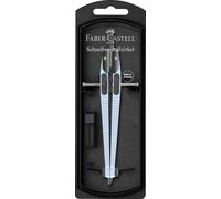 Faber-Castell Compas 574474 à réglage rapide Grip, bleu ciel, pièces et mines incluses