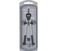 FABER-CASTELL - Compas géant noir/argent | Avec des pièces de rechange et des mines pour l'école, la formation et le dessin technique