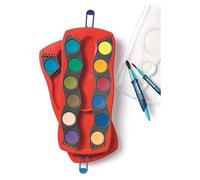 FABER-CASTELL 125031 - Boîte de couleurs CONNECTOR avec 24 couleurs, blanc opaque inclus, compartiment pour pinceaux et champ pour nom, rouge, 1 pièce