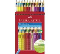 FABER-CASTELL 112442 - Set de crayons de couleur Colour Grip, 36 pièces, étui en carton