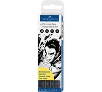 FABER-CASTELL Crayon à encre de Chine PITT artist pen Black Set 4 crayons