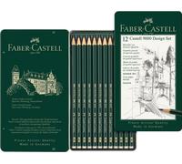 FABER-CASTELL Crayon CASTELL 9000 Design étui de 12 pièces en métal