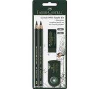 Faber-Castell 119398 - Set de dessin Castell 9000, 4 pièces, avec 2 crayons Jumbo, gomme et taille-crayon