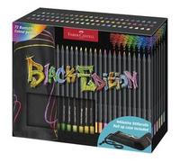 Faber-Castell Crayons de couleur 116418 Black Edition 72 crayons, rouleau, métalliques et néon