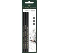 FABER-CASTELL - Crayons à charbon Pitt sans graisse, 3 pièces | Degrés de dureté: dur, moyen et tendre ; crayons à charbon d'artiste pour croquis et ombrages