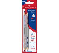 Faber-Castell Crayon Jumbo Grip 201734 – bicolore, séparation syllabique – 2 crayons rouge et bleu