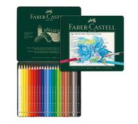 FABER-CASTELL Crayons de Couleur Aquarellables en Boîte Métal - 24 Pièces
