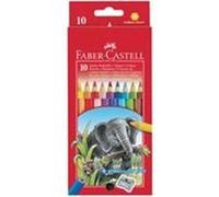 FABER-CASTELL - Crayons de couleur JUMBO + taille-crayon, étui carton de 10, avec une grosse mine, verni écologique, robuste grâce à une colle