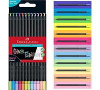 Faber-Castell Crayons de Couleur Noir Édition Néon & Pastel - Ensemble 12