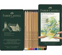 FABER-CASTELL Crayons de couleur PITT PASTELL étui métallique de 12 pièces