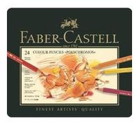 Faber-Castell Crayons de couleur Polychromos 110024 – Set de 24, coffret métallique, mine 3,8 mm