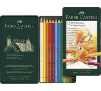 FABER-CASTELL Crayons de couleur POLYCHROMOS étui métallique de 12 pièces