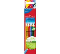 FABER-CASTELL Crayons de couleur triangulaires Colour GRIP étui de 6 pièces