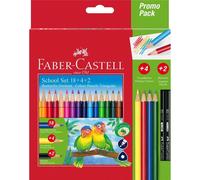 FABER-CASTELL Crayons de couleur triangulaires étui promo 18+4+2