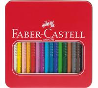 FABER-CASTELL 110916 - Set de crayons de couleur Jumbo Grip, 16 crayons dans un étui métallique