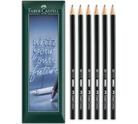 Faber-Castell Crayons graphite 1111, noir mat, mine HB, lot de 6