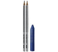 Faber-Castell Crayons Grip 2001-Set, 2 crayons + 1 gomme