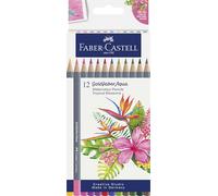 Faber-Castell Creative Studio Goldfaber Aqua Boîte de 12 crayons de couleur aquarelle Fleurs tropicales Crayons pour Art, artisanat, dessin, croquis, maison, école, université, coloriage