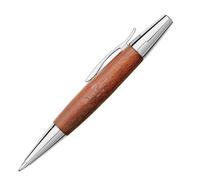 Faber-Castell Stylo bille Twist e-motion 148382, bois de poirier/chrome, argent/marron, recharge B