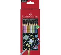 FABER-CASTELL Etui de 10 Crayons de couleur hexagonaux teintes métallique G