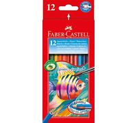 Faber-Castell Crayons aquarellables 114413 – 12 crayons et pinceau, enfants et adultes