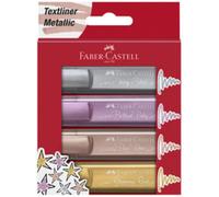 Faber Castell Textliner 46 Boite de 4 Feutres Métalliques Couleurs Assorties