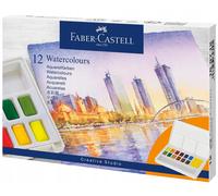 FABER-CASTELL Farby akwarelowe w kostkach 12k ZESTAW akwarele paleta pędzel Fabe