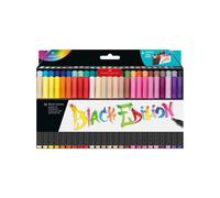 Faber-Castell Étui support 116454 – 50 feutres pinceau Black Edition, couleurs assorties