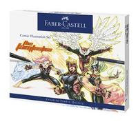 Faber-Castell 167195 - Set Pitt Artist Pen Comic Illustration, 3 stylos à encre, 3 crayons aquarellables et accessoires, 15 pièces